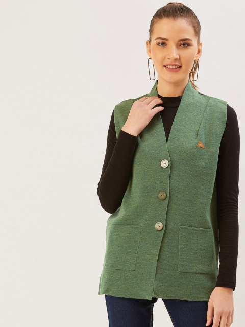 

Monte Carlo Women Green Solid Cardigan