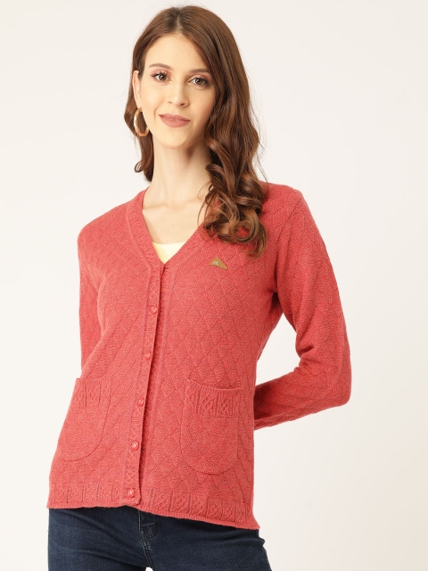 

Monte Carlo Women Coral Self Design Woollen Cardigan Sweater