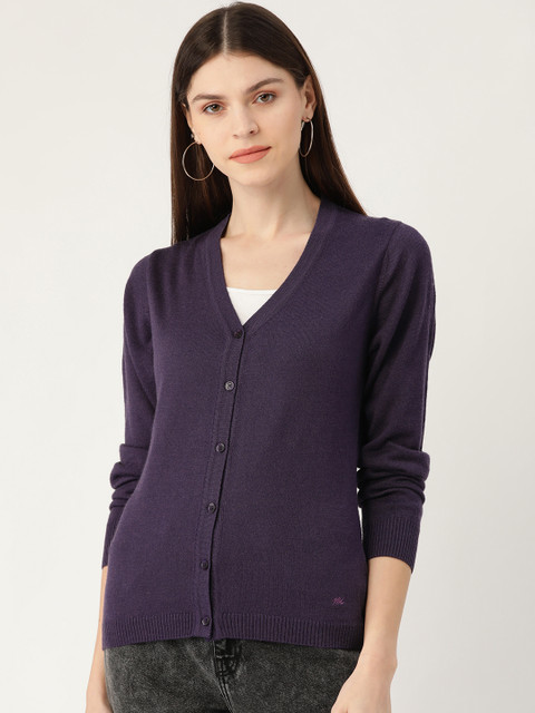 

Monte Carlo Women Purple Solid Cardigan Sweater