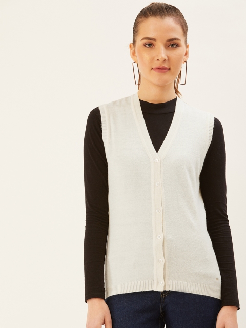 

Monte Carlo Women Off-White Solid Cardigan