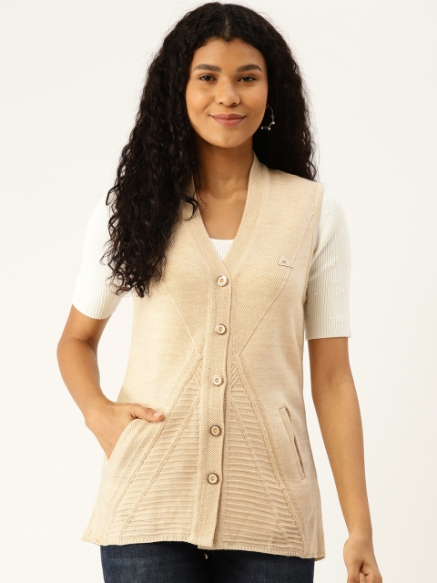

Monte Carlo Women Beige Self-Striped Acrylic Sweater