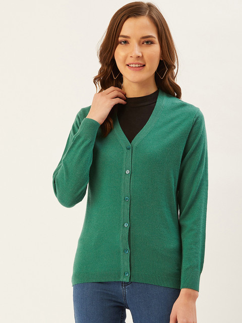 

Monte Carlo Women Green Solid Cardigan