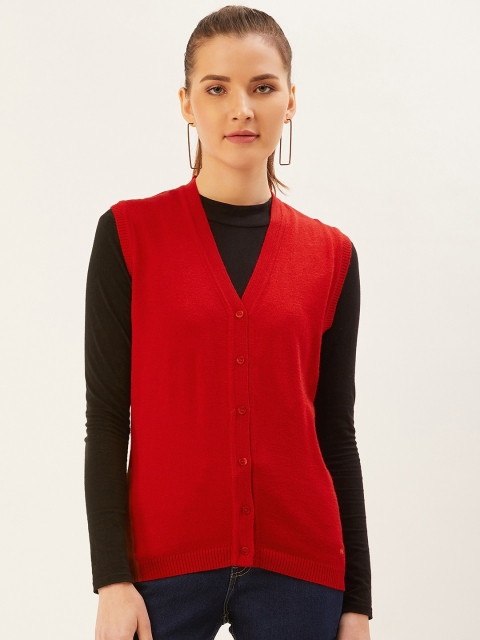 

Monte Carlo Women Red Solid Cardigan