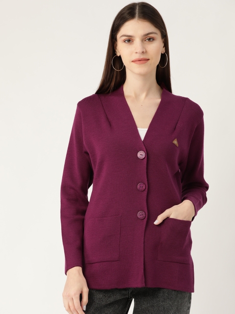 

Monte Carlo Women Magenta Solid Cardigan Sweater