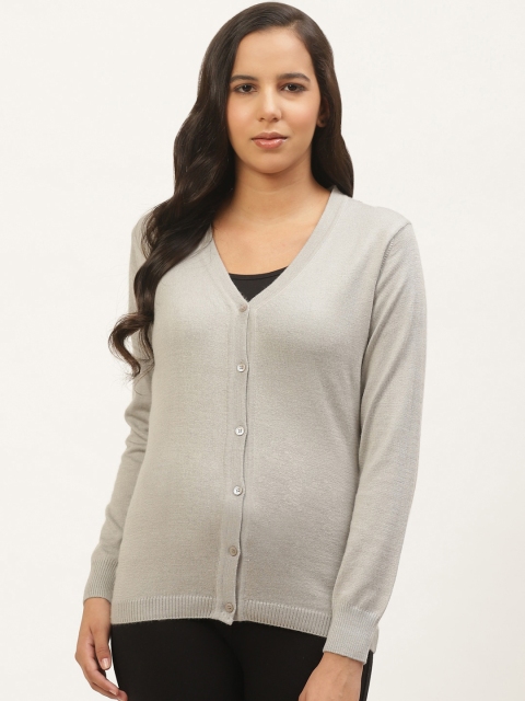 

Monte Carlo Women Grey Solid Cardigan Sweater