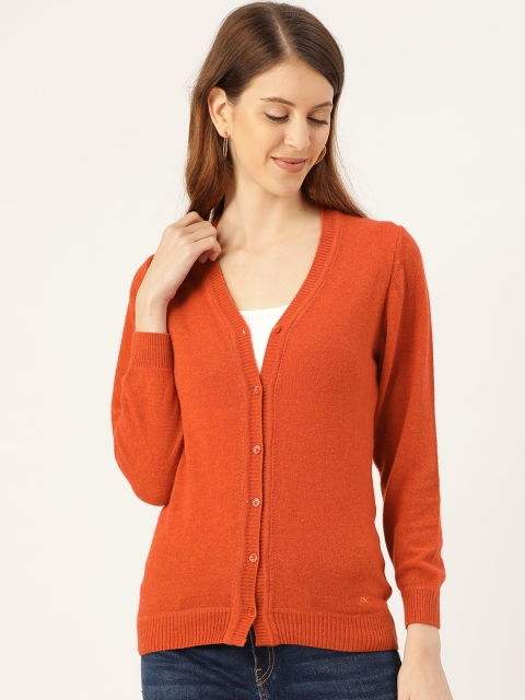 

Monte Carlo Women Orange Solid Cardigan Sweater