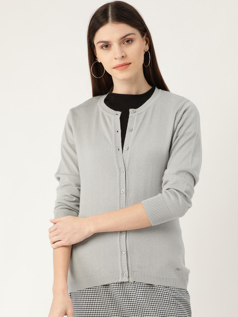

Monte Carlo Women Grey Solid Cardigan Sweater