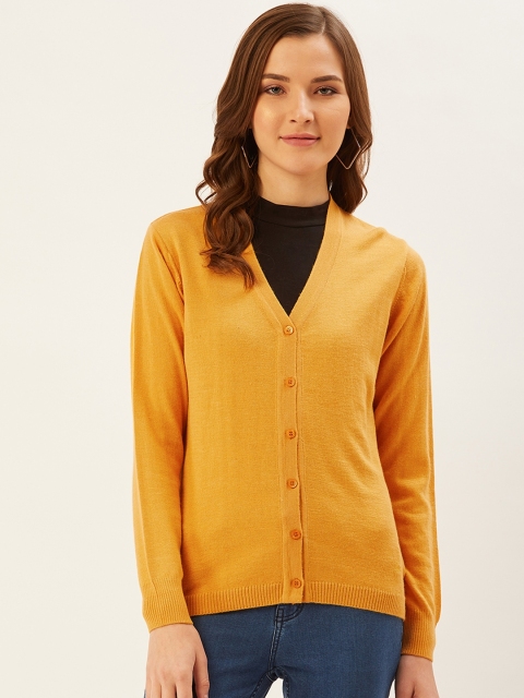 

Monte Carlo Women Mustard Yellow Solid Cardigan