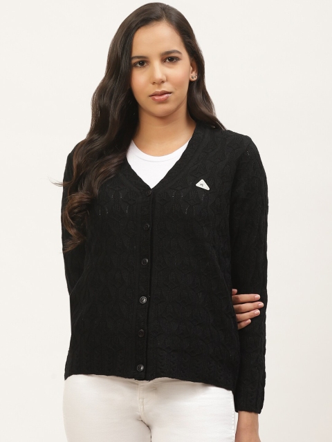 

Monte Carlo Women Black Self Design Cardigan Sweater