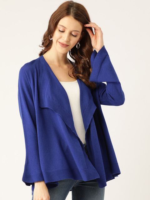 

Monte Carlo Women Blue Solid Front-Open Sweater