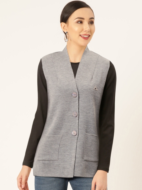 

Monte Carlo Women Grey Melange Woollen Solid Cardigan