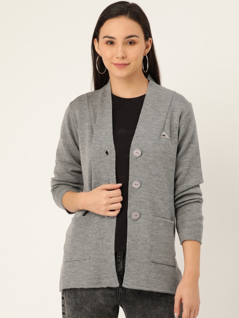 

Monte Carlo Women Grey Melange Solid Cardigan Sweater