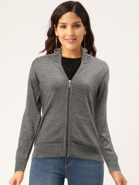 

Monte Carlo Women Charcoal Grey Solid Cardigan Sweater