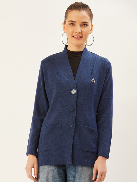 

Monte Carlo Women Navy Blue Solid Cardigan