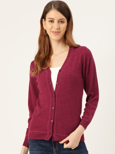 

Monte Carlo Women Magenta Solid Cardigan Sweater