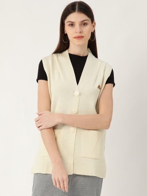 

Monte Carlo Women Cream-Coloured Solid Cardigan