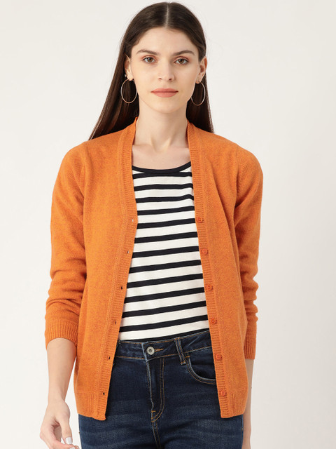 

Monte Carlo Women Orange Solid Cardigan