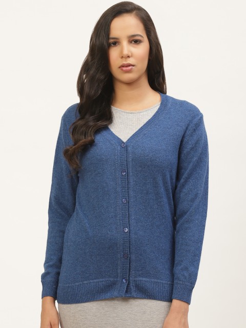 

Monte Carlo Women Blue Solid Cardigan Sweater