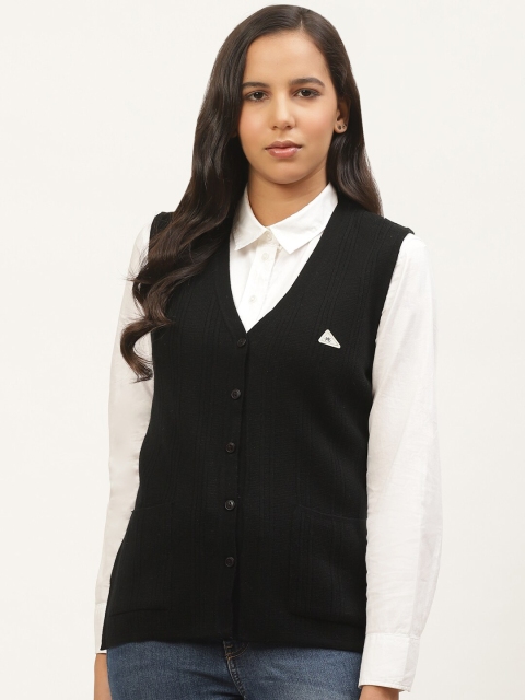 

Monte Carlo Women Black Self Striped Cardigan Sweater