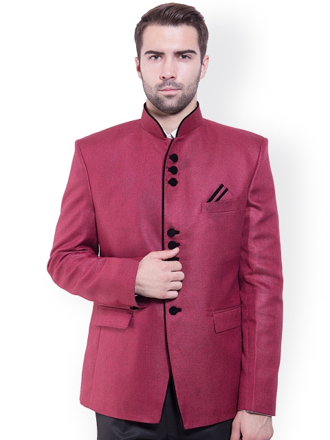 

Wintage Maroon Tailored Fit Ethnic Bandhgala Blazer