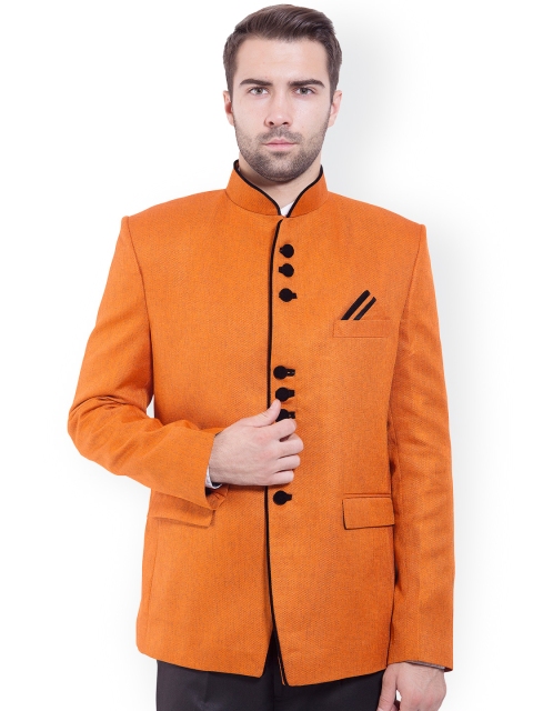 

Wintage Orange Tailored Fit Ethnic Bandhgala Blazer