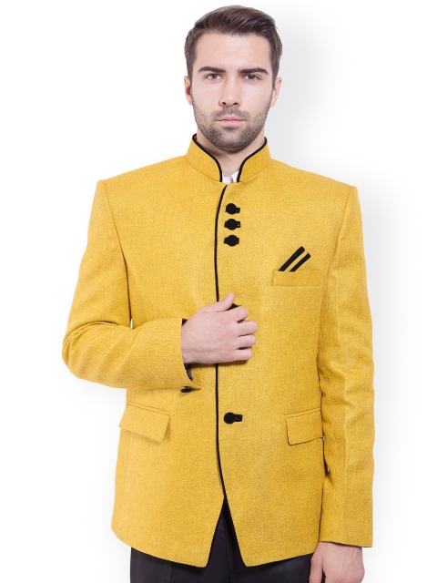 

Wintage Yellow Tailored Fit Ethnic Bandhgala Blazer