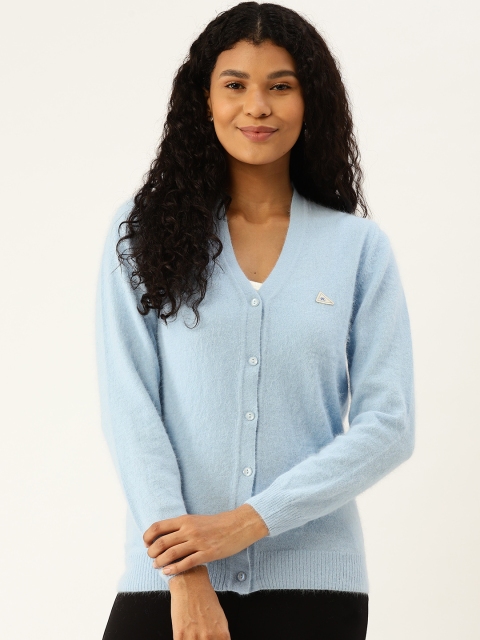 

Monte Carlo Women Blue Solid Cardigan Sweater
