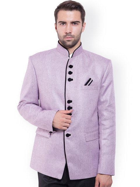 

Wintage Lavender Tailored Fit Ethnic Bandhgala Blazer