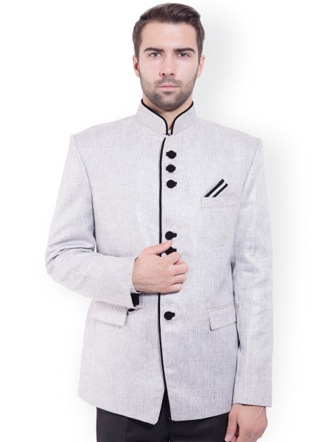 

Wintage Grey Tailored Fit Ethnic Bandhgala Blazer