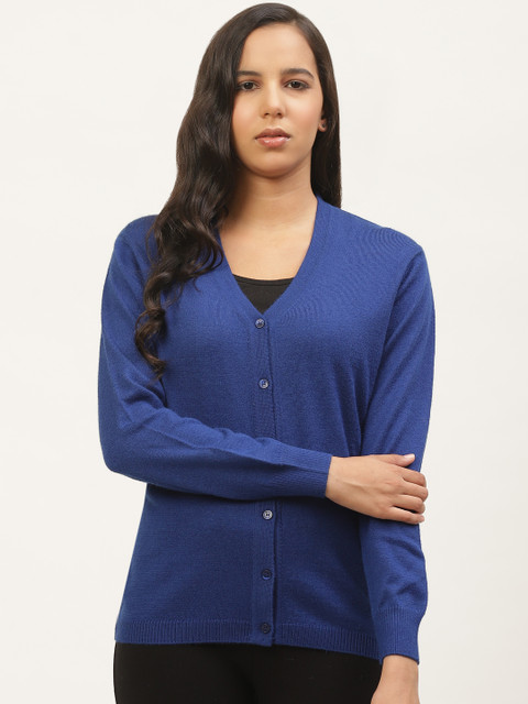 

Monte Carlo Women Blue Solid Cardigan Sweater