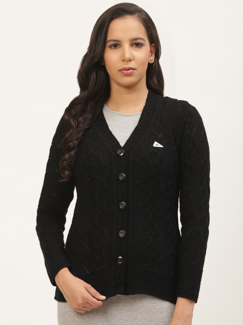 

Monte Carlo Women Black Self Design Cardigan Sweater