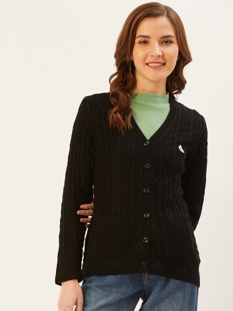 

Monte Carlo Women Black Self Design Cardigan
