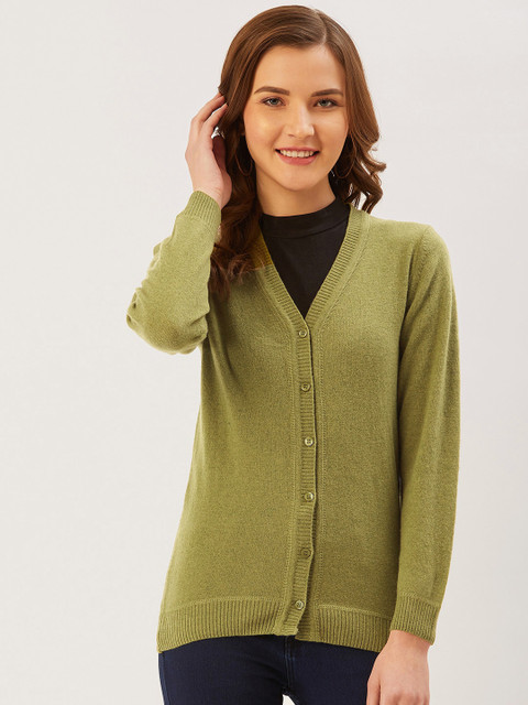 

Monte Carlo Women Olive Green Solid Cardigan
