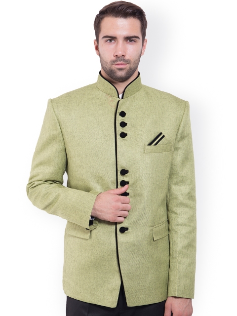 

Wintage Green Tailored Fit Ethnic Bandhgala Blazer