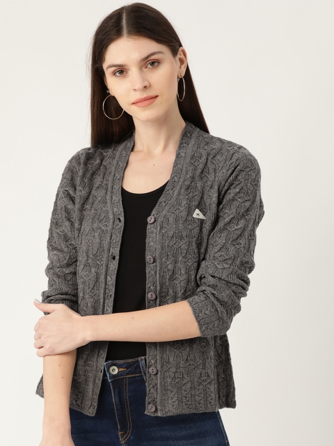 

Monte Carlo Women Charcoal Grey Self Design Cardigan