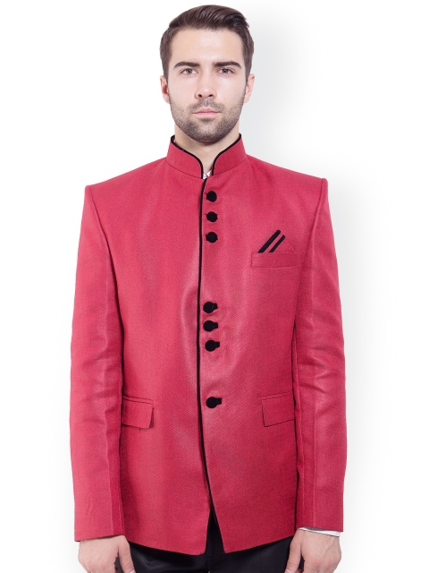 

Wintage Red Tailored Fit Ethnic Bandhgala Blazer