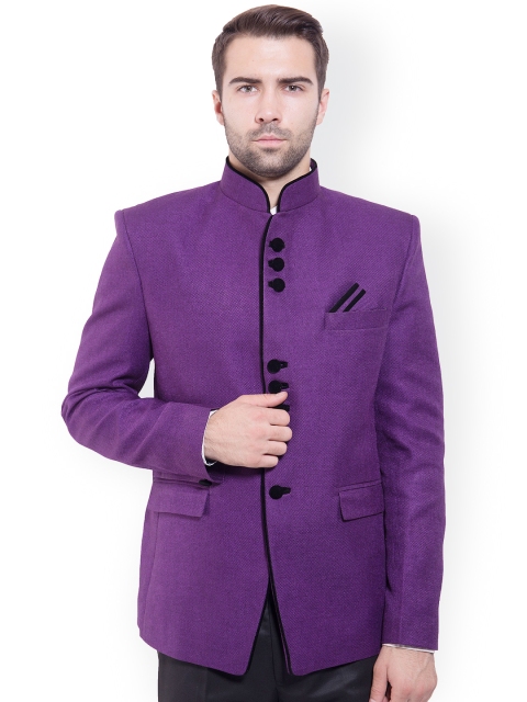 

Wintage Purple Tailored Fit Ethnic Bandhgala Blazer