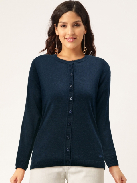 

Monte Carlo Women Navy Blue Solid Cardigan Sweater