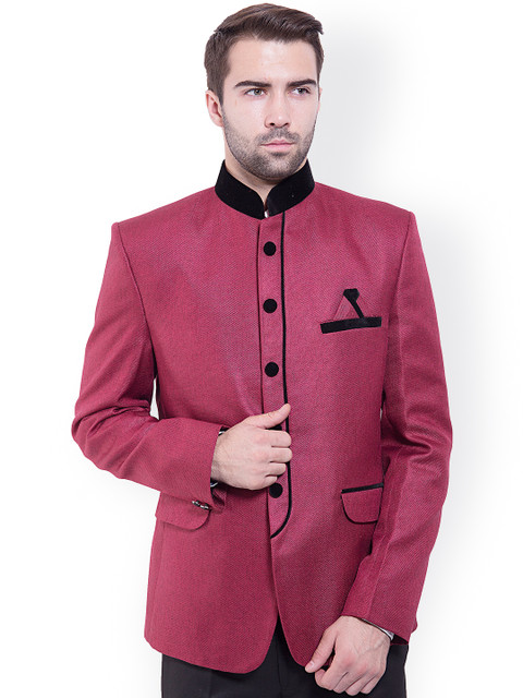 

Wintage Maroon Tailored Fit Ethnic Bandhgala Blazer