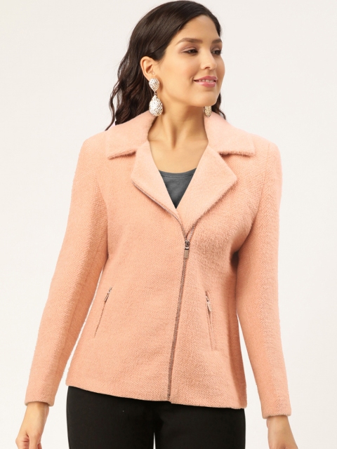 

Monte Carlo Women Peach Self Design Coat