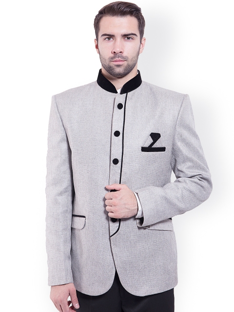 

Wintage Silver-Toned Tailored Fit Ethnic Bandhgala Blazer