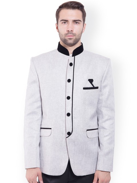 

Wintage Grey Tailored Fit Ethnic Bandhgala Blazer