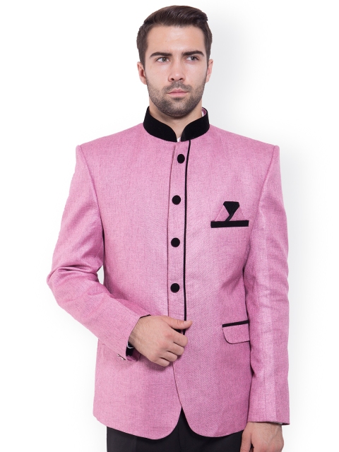 

Wintage Pink Tailored Fit Ethnic Bandhgala Blazer