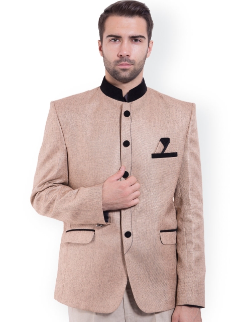 

Wintage Brown Tailored Fit Ethnic Bandhgala Blazer