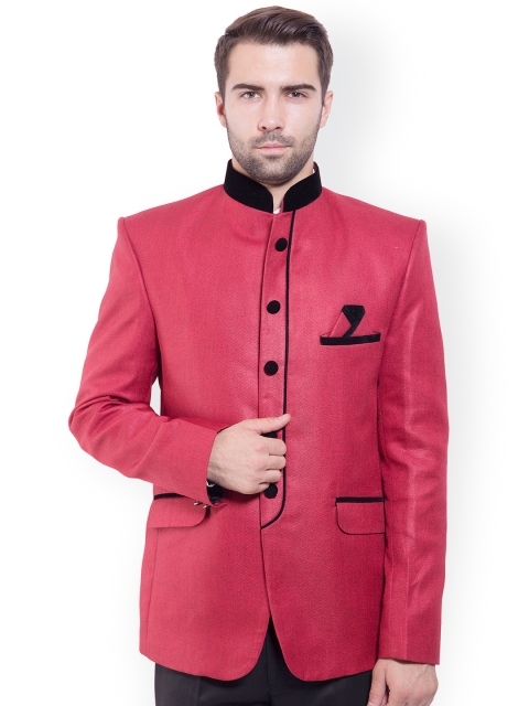 

Wintage Red Tailored Fit Ethnic Bandhgala Blazer
