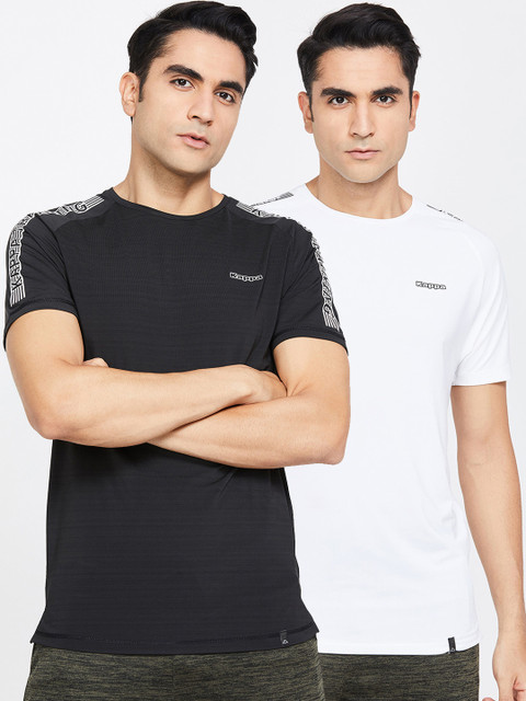 

Kappa Men Black & White Pack of 2 Solid Round Neck Tshirts