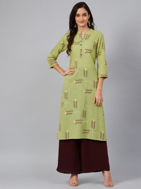 

AHIKA Women Green Printed Straight Kurta