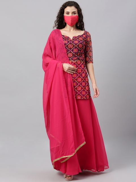 

EthnoVogue Purple Pink Woven Design Made to Measure Lehenga Choli