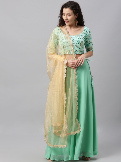 

EthnoVogue Green Embroidered Made to Measure Lehenga & Blouse with Dupatta