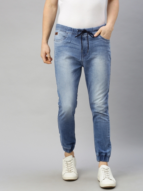 Men Blue Jogger Mid-Rise Clean Look Stretchable Jeans
